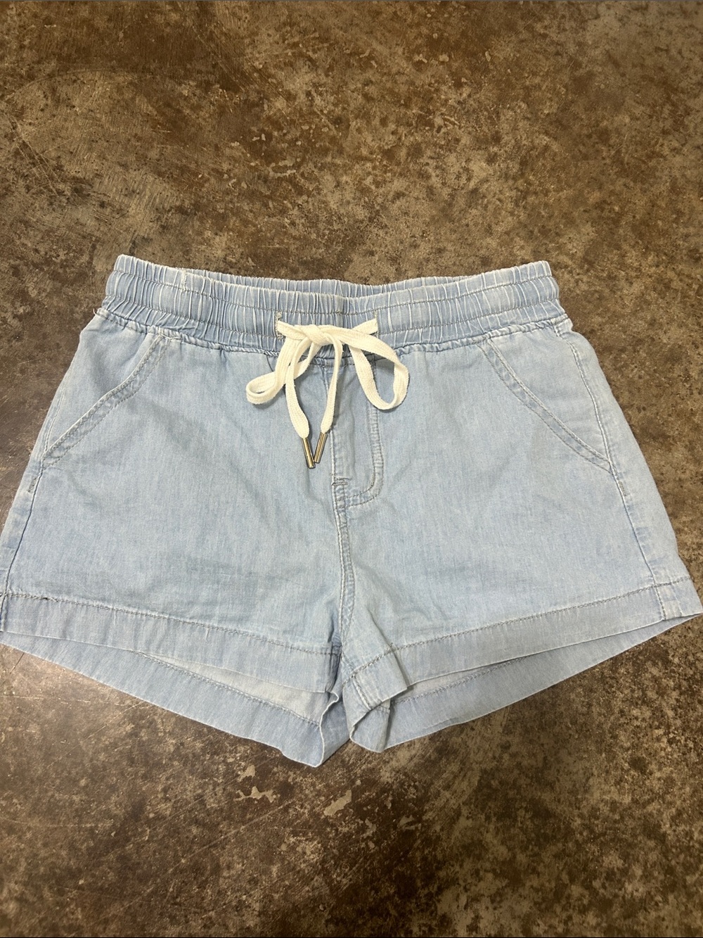 Light Blue Drawstring Women's Shorts